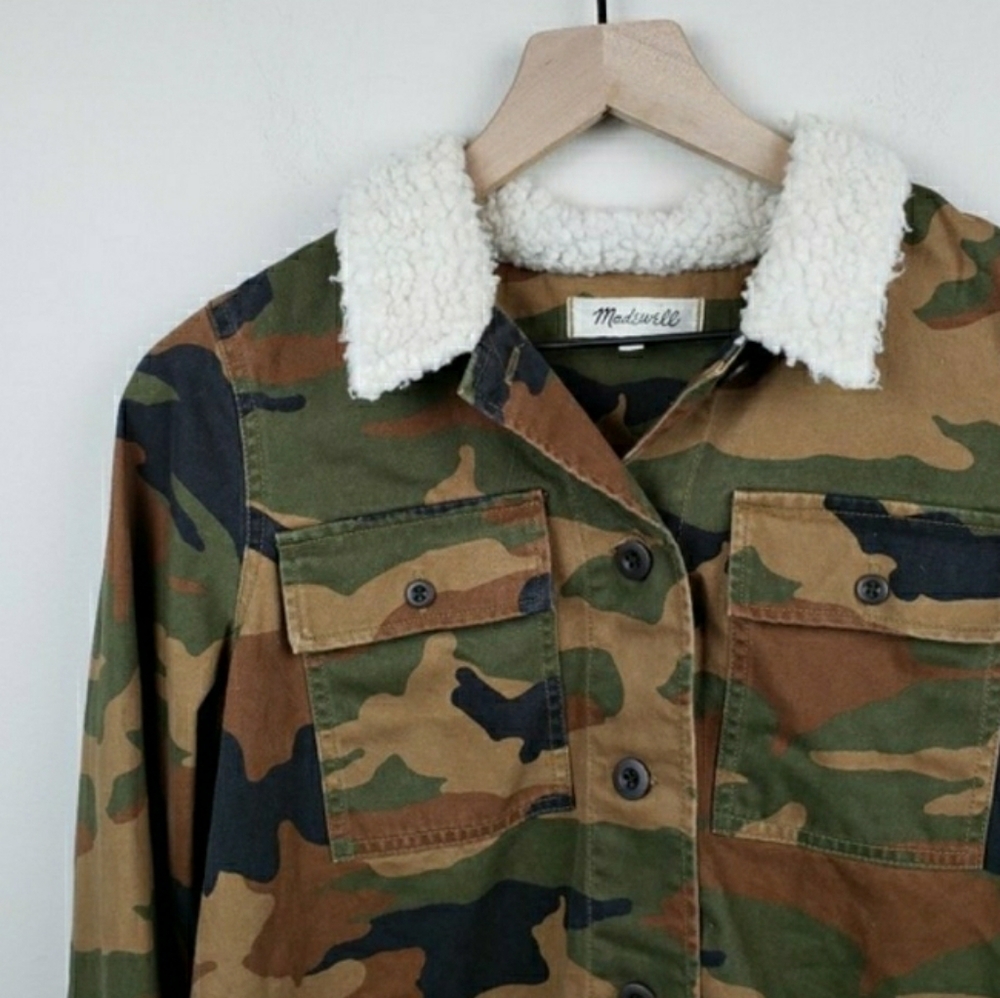 Madewell Northward Camo Sherpa Trim Jacket Military SZ Small - Picture 7 of 7